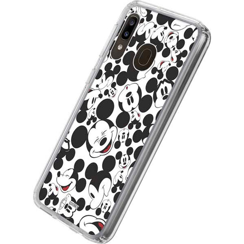 Disney Mickey Mouse Face Pattern Galaxy A20 Clear Case